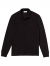 Stretch Cotton Long Sleeve Polo Shirt Black - LACOSTE - BALAAN.