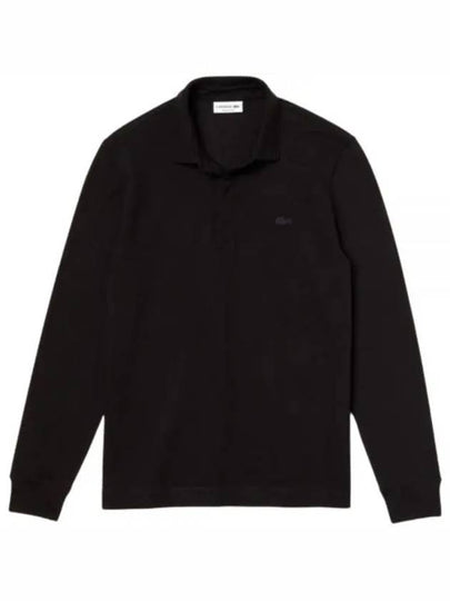 Stretch Cotton Long Sleeve Polo Shirt Black - LACOSTE - BALAAN 2