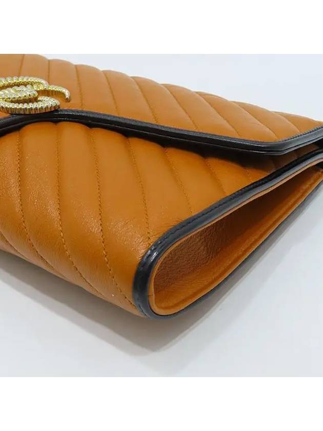 498079 Brown color leather Marmont matelass clutch - GUCCI - BALAAN 5