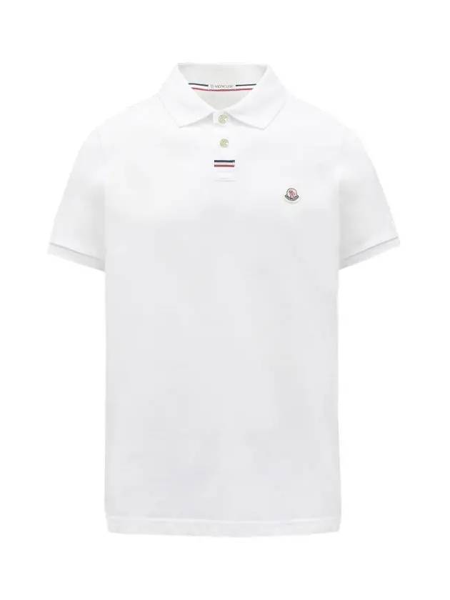 Logo Patch Short Sleeve Polo Shirt White - MONCLER - BALAAN 2