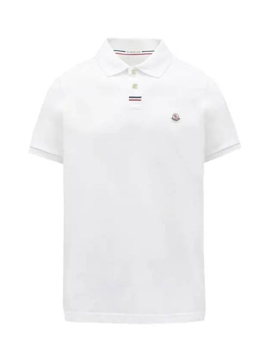 Logo Patch Short Sleeve Polo Shirt White - MONCLER - BALAAN 2