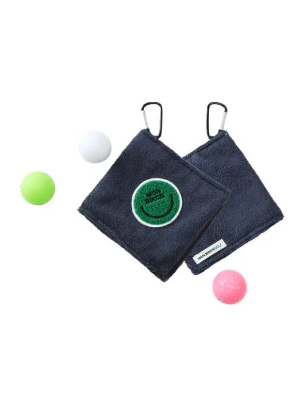 Smile Square Golf Ball Towel NAVY - MONBIRDIE GOLF - BALAAN 1