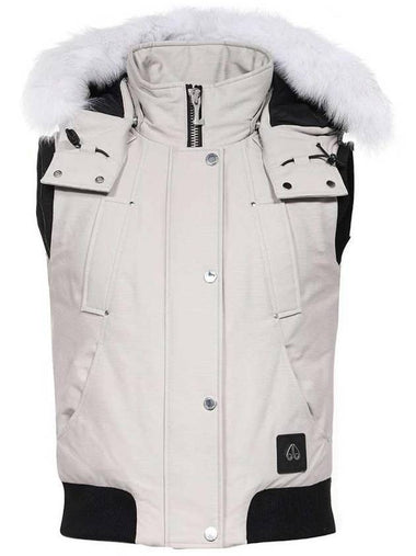 Lexington Logo Patch Cotton Hooded Padded Vest Grey - MOOSE KNUCKLES - BALAAN 1