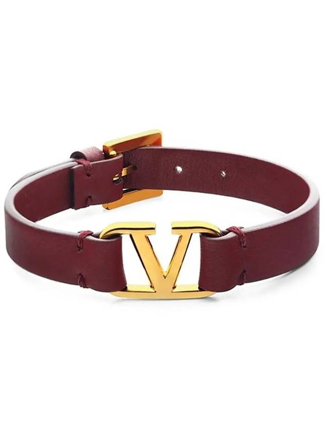 V Logo Leather Bracelet Red - VALENTINO - BALAAN 6