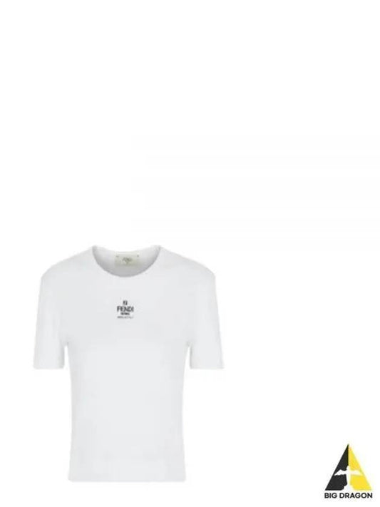 logo cotton crop short sleeve t-shirt white - FENDI - BALAAN 2