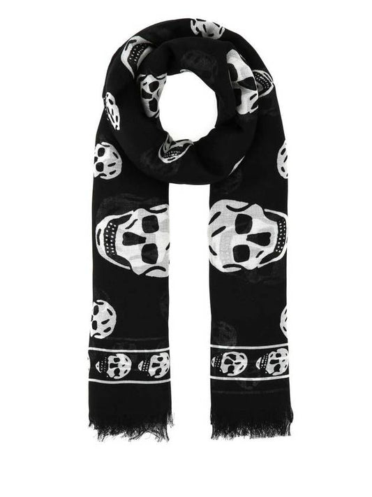 Skull Print Scarf Black - ALEXANDER MCQUEEN - BALAAN 1