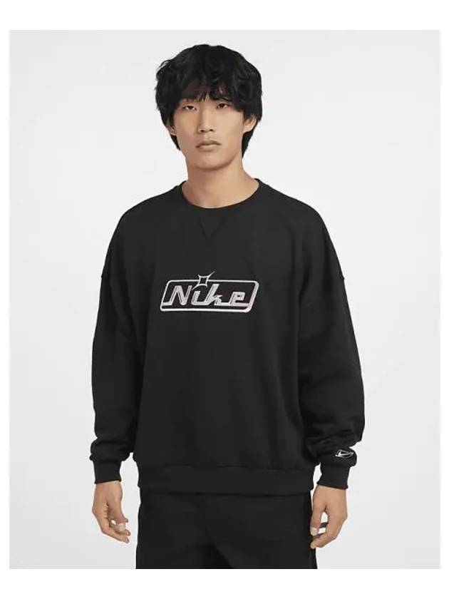 Club Men s Oversized Crew Neck Sweatshirt Black Pink Glaze HQ2957 010 720203 - NIKE - BALAAN 1