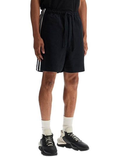 black cotton shorts with white stripes - Y-3 - BALAAN 2