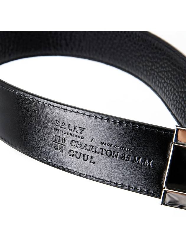 Charlton Classic Buckle Leather Belt Black - BALLY - BALAAN 7