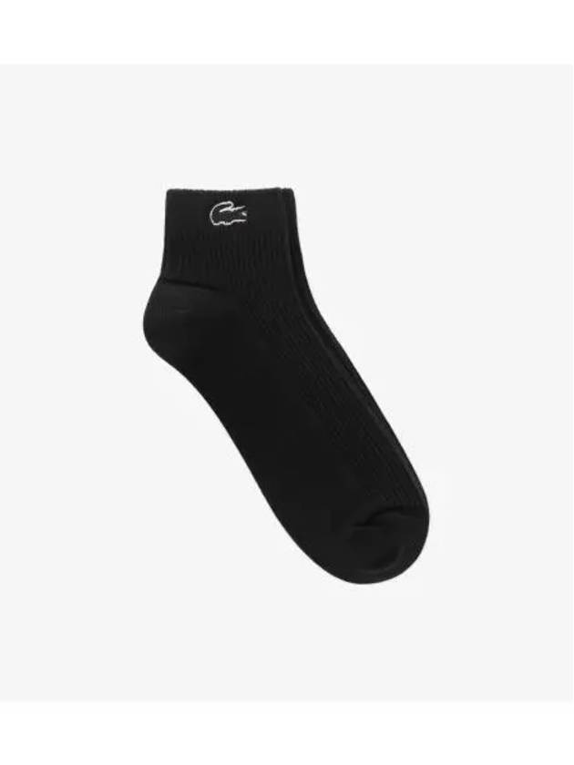 Women Ribbed Tissue Ankle Socks Black - LACOSTE - BALAAN 1