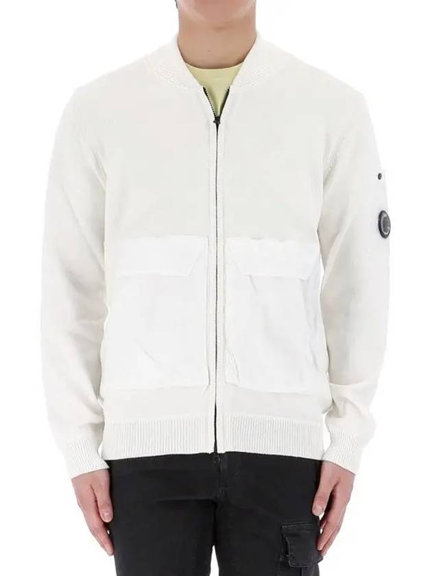 Cotton Mixed Bomber Cardigan White - CP COMPANY - BALAAN 2