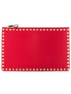 Rockstud Pebble Leather Clutch Bag Red - VALENTINO - BALAAN 2