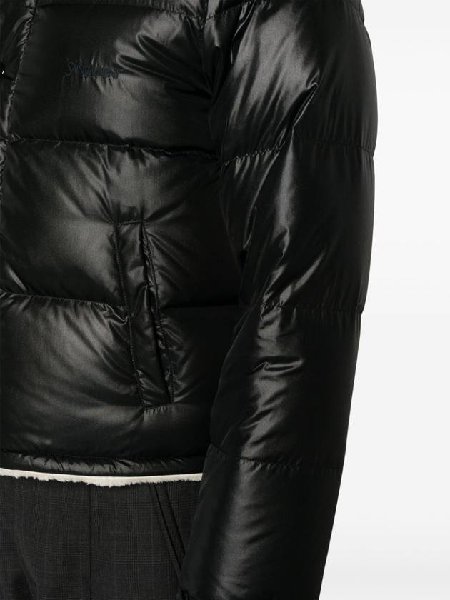 Shearling Lining Nylon Down Puffer Jacket Black - SAINT LAURENT - BALAAN 4