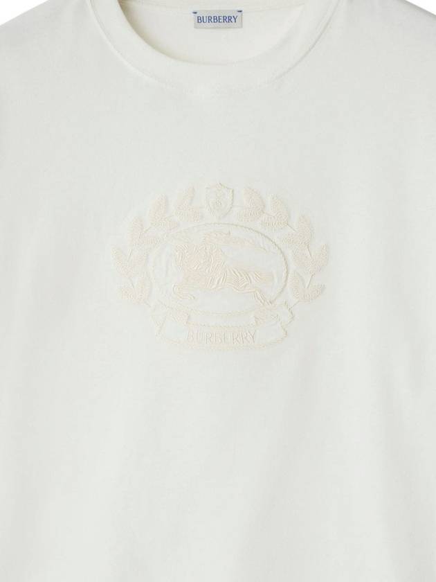 Embroidered Logo Cotton Short Sleeve T-Shirt White - BURBERRY - BALAAN 6