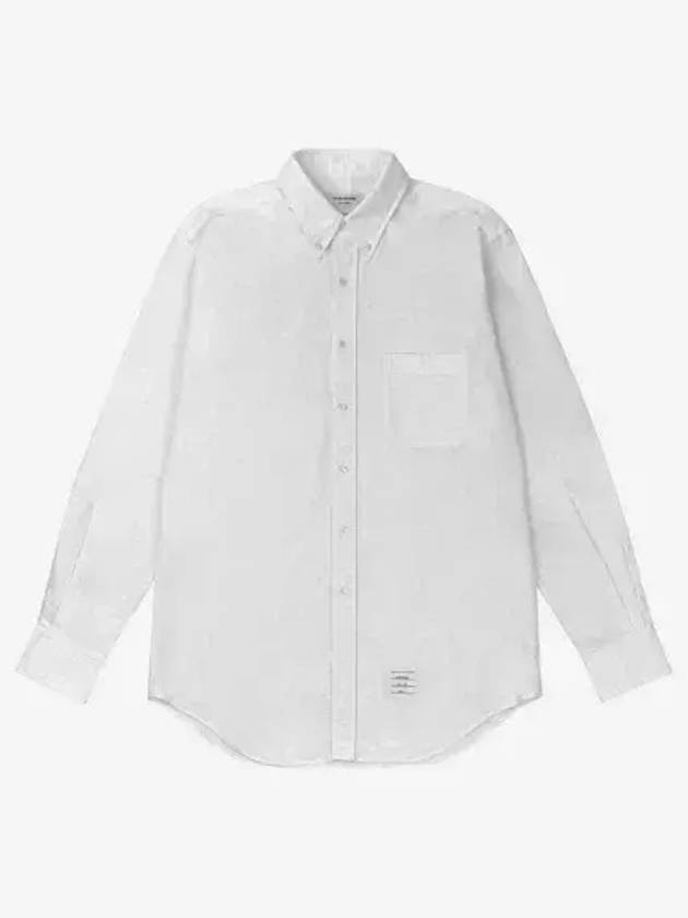 Oxford Grosgrain Placket Cotton Long Sleeve Shirt White - THOM BROWNE - BALAAN 2