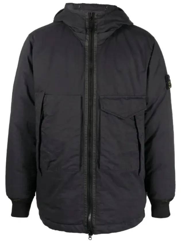 Opaque Nylon Twill Down Padded Dark Grey - STONE ISLAND - BALAAN 1