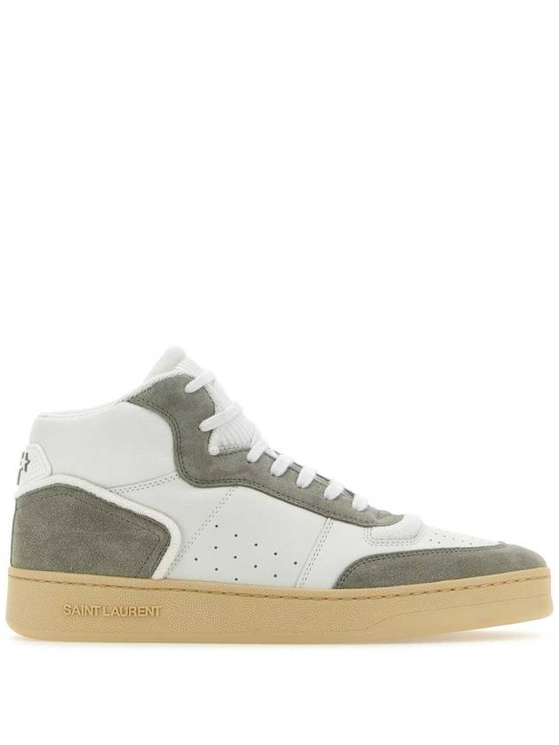 SL 08 Suede High Top Sneakers Optical White - SAINT LAURENT - BALAAN 1