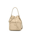 triangle logo duet re-nylon bucket bag desert beige - PRADA - BALAAN.