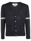 Stripe Armband Merino Wool Cardigan Navy - THOM BROWNE - BALAAN 2