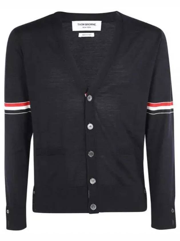 Stripe Armband Merino Wool Cardigan Navy - THOM BROWNE - BALAAN 2