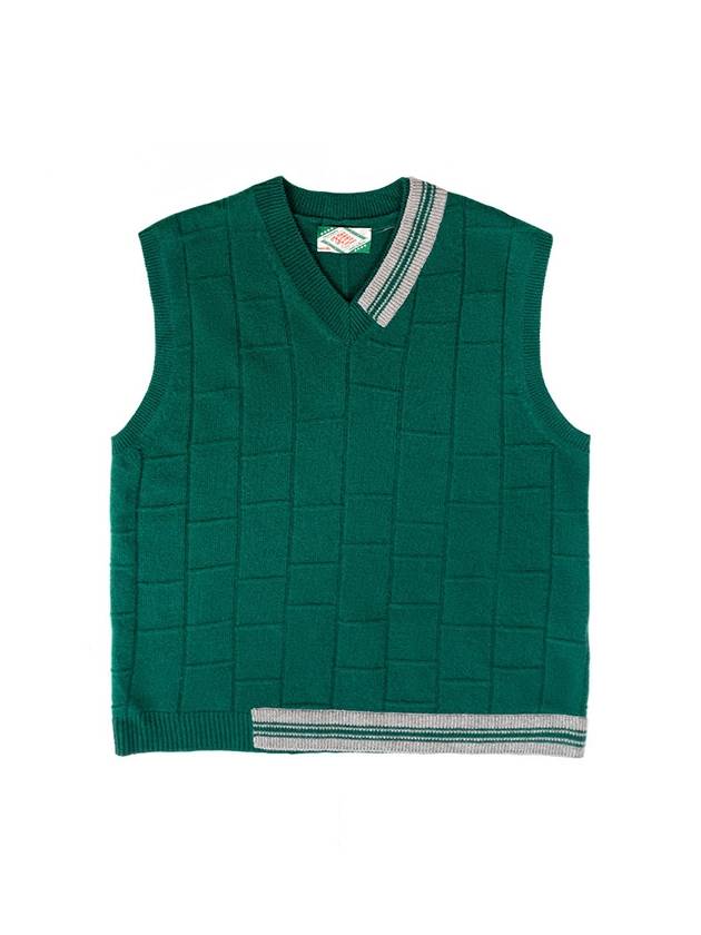 Men's V-neck Knit Vest Green I1WV01GR - IOEDLE - BALAAN 3