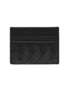 Intrecciato Leather Card Wallet Black - BOTTEGA VENETA - BALAAN 3