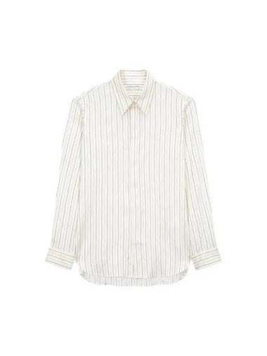 Men's Striped Cotton Silk Shirt Ivory 271999 - DRIES VAN NOTEN - BALAAN 1