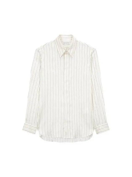 Men's Striped Cotton Silk Shirt Ivory 271999 - DRIES VAN NOTEN - BALAAN 1