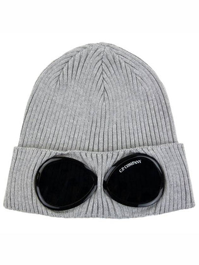 Goggle Detail Merino Wool Beanie Grey Melange - CP COMPANY - BALAAN 2