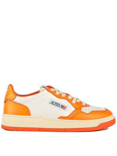 Men's Medalist Low Leather Sneakers Orange - AUTRY - BALAAN 2