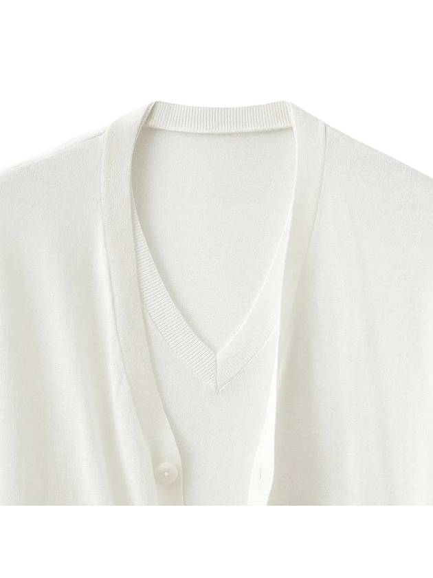 Linen Layered Pullover Half Cardigan Knit Top White - NOIRER - BALAAN 5