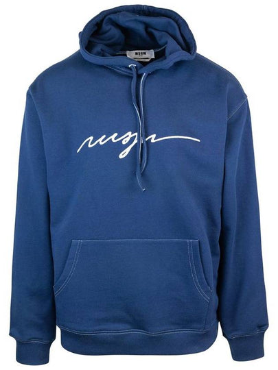 Embroidered Logo Cotton Hoodie Navy - MSGM - BALAAN 2