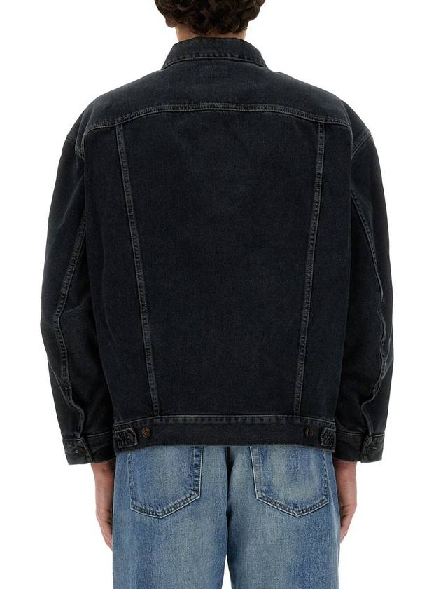 Egg Shape Denim Jacket Dark Blue Black - SAINT LAURENT - BALAAN 4