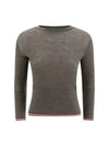 Women's Wool Rib 3/4 Sleeve Crew Neck Pullover Knit Top Brown - THOM BROWNE - BALAAN 2