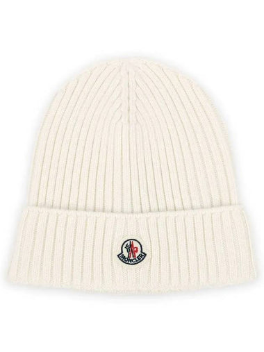 Kids Infant Logo Patch Wool Beanie Ivory 3B00015 M1131 030 - MONCLER - BALAAN 1