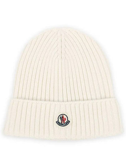 Kids Infant Logo Patch Wool Beanie Ivory 3B00015 M1131 030 - MONCLER - BALAAN 2