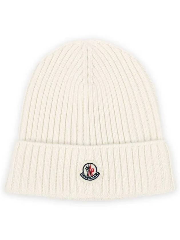 Kids Infant Logo Patch Wool Beanie Ivory 3B00015 M1131 030 - MONCLER - BALAAN 2