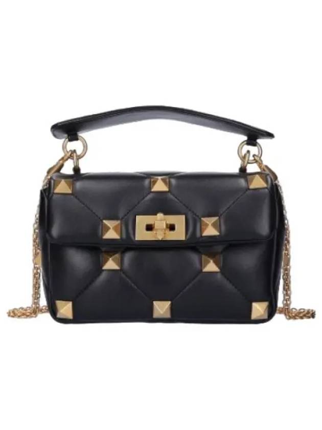 Roman stud chain shoulder bag black - VALENTINO - BALAAN 1