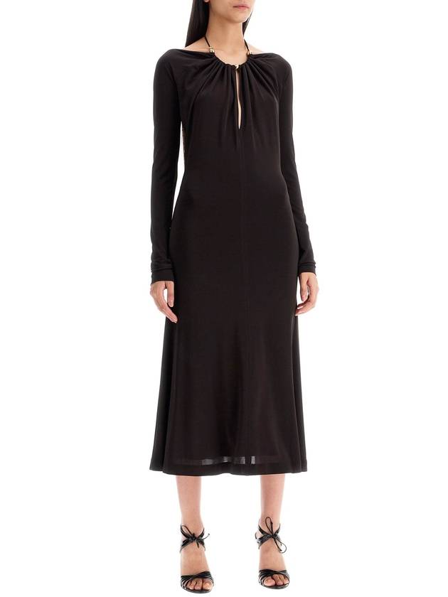 "jersey dress with pearl embell - SALVATORE FERRAGAMO - BALAAN 2