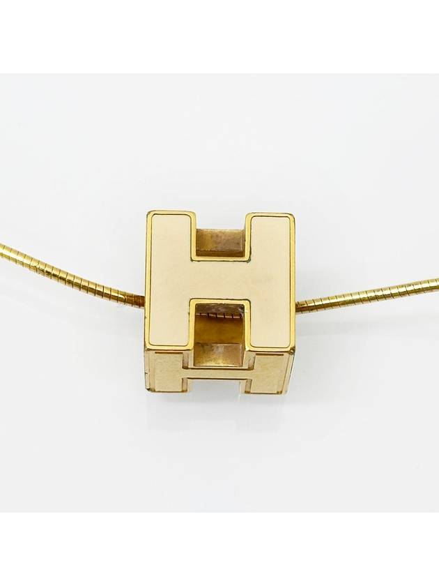 Gold H Cube Pendant Snake Necklace 4VHEA36618 - HERMES - BALAAN 2