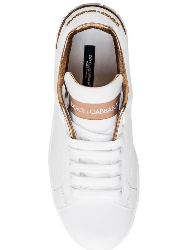 Metallic Logo Low Top Sneakers White - DOLCE&GABBANA - BALAAN 5