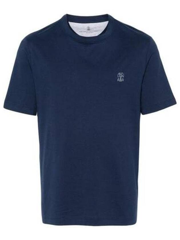 Logo Short Sleeve T-shirt Blue - BRUNELLO CUCINELLI - BALAAN 2