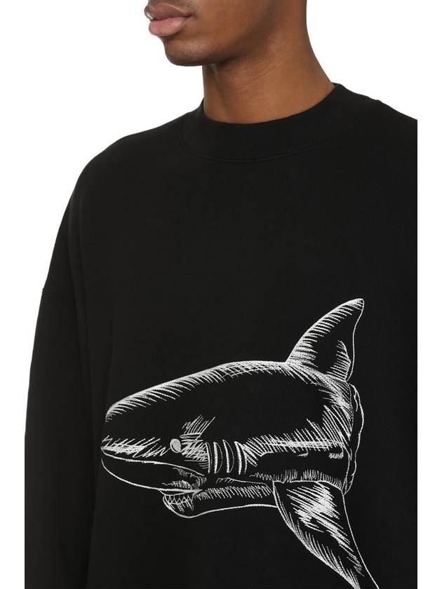 Men's Split Shark Crew Neck Sweatshirt Black - PALM ANGELS - BALAAN 6