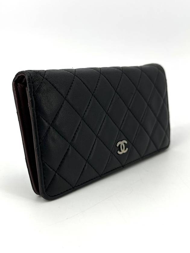 Lambskin silver logo long wallet - CHANEL - BALAAN 4