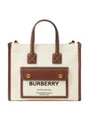 Mini Two-Tone Canvas and Leather Freya Tote Bag Natural Tan - BURBERRY - BALAAN 2