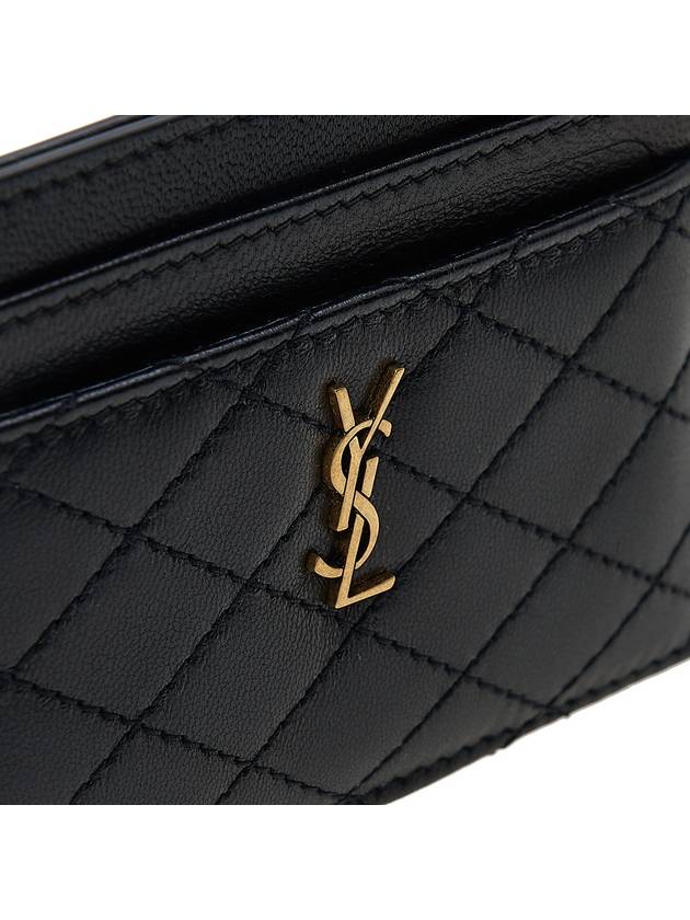 Gabi Quilted Lambskin Card Wallet Black - SAINT LAURENT - BALAAN 7