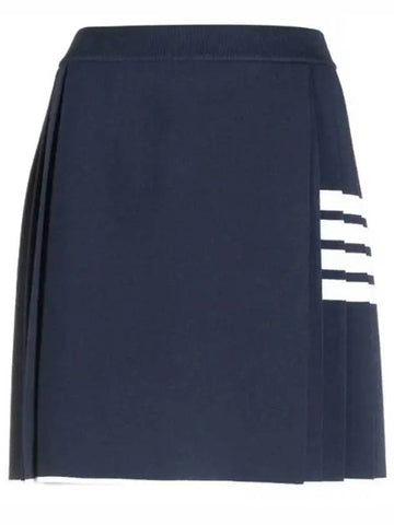 Women's 4 Bar Mini Pleated Skirt Navy - THOM BROWNE - BALAAN.