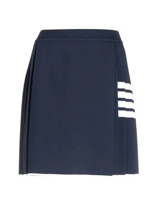 Women's 4 Bar Mini Pleated Skirt Navy - THOM BROWNE - BALAAN.