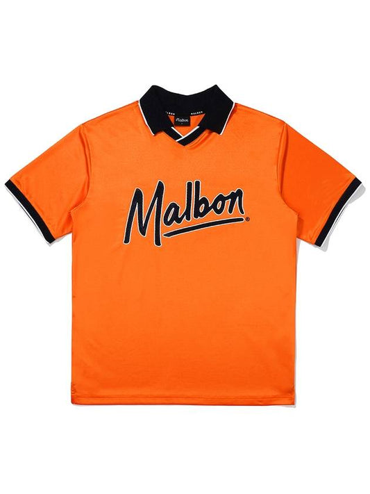 Marlbon Script Mesh Mix T-Shirt ORANGE MAN M3221PTS03ORG - MALBON GOLF - BALAAN 2