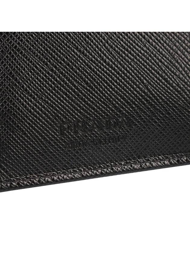 Saffiano Triangular Logo Flap Card Wallet Black - PRADA - BALAAN 7